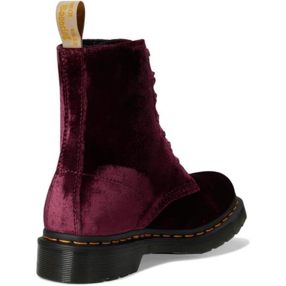 Dr. Martens Women’s Vegan 1460 Pascal Velvet Boots – 8-Eye Lace-Up Combat Boot 7 - Picture 6 of 9